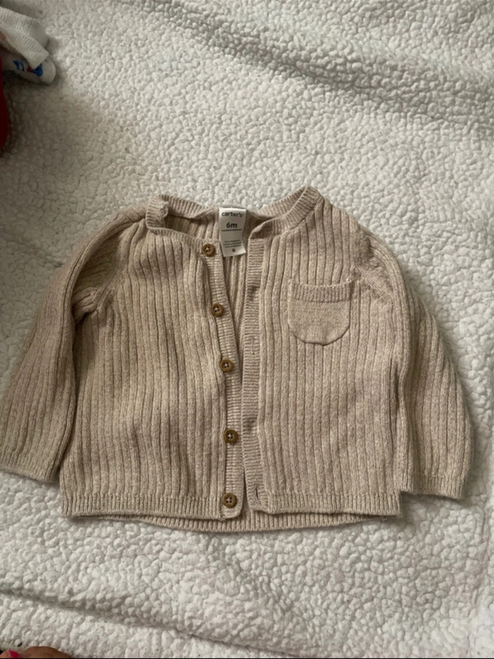 Carter's Tan Ribbed Button-Up Baby Cardigan